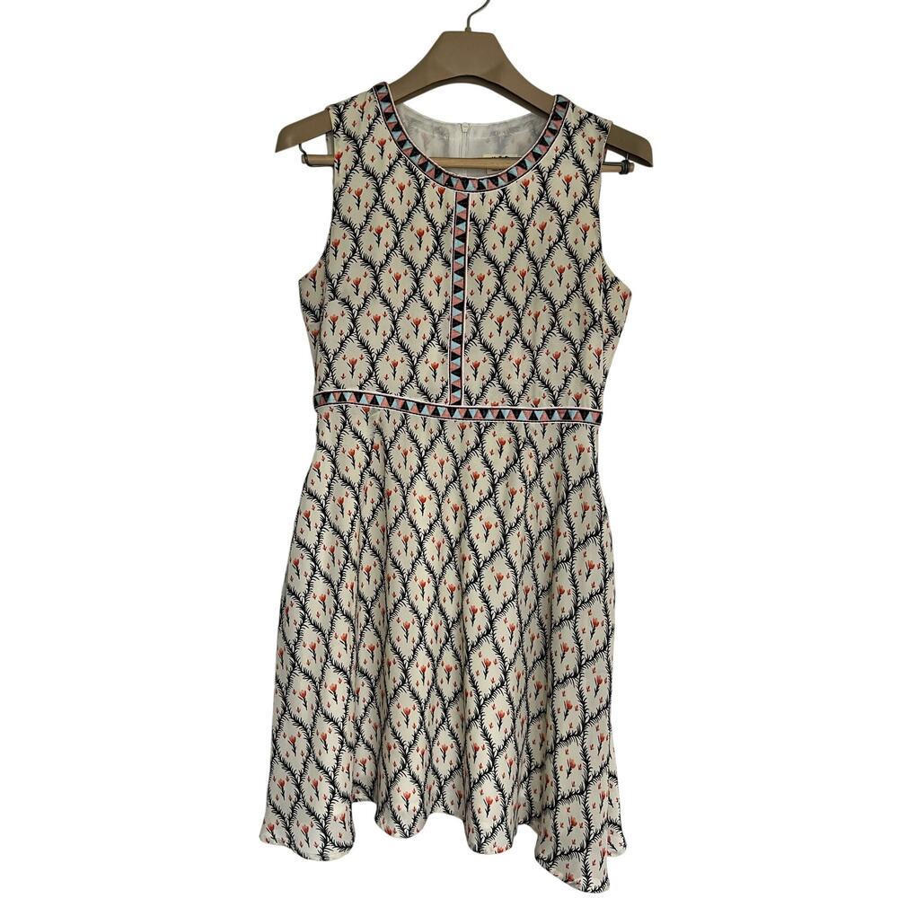 Molly Bracken Dress Sleeveless Size SMALL A Line Floral Peach Blue Black